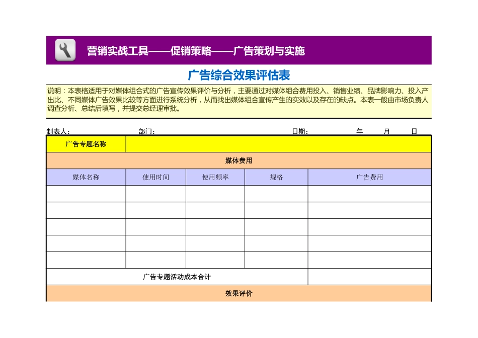 广告综合效果评估表_第1页