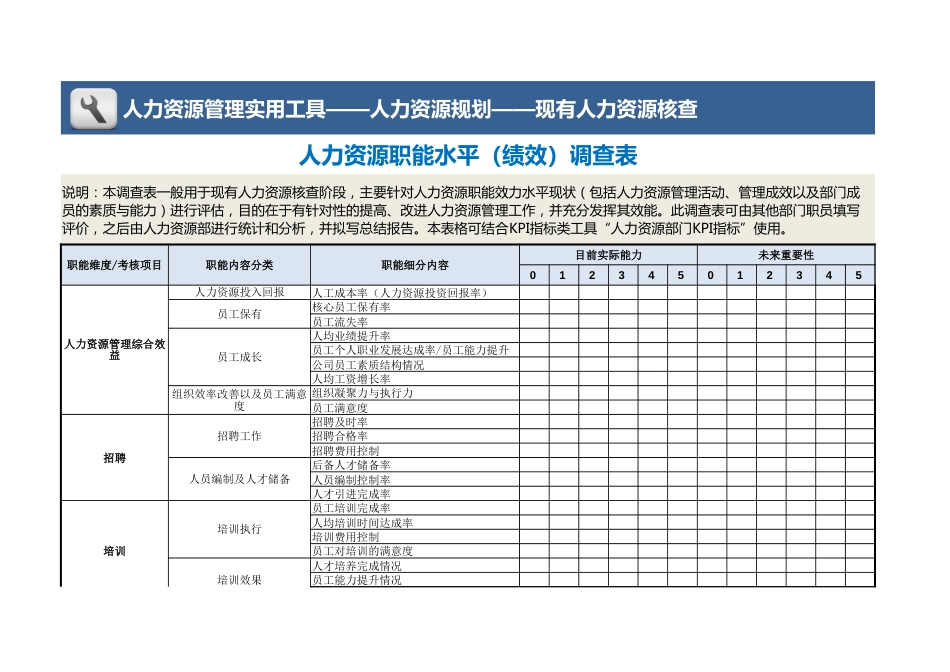 人力资源职能水平（绩效）调查表1_第1页