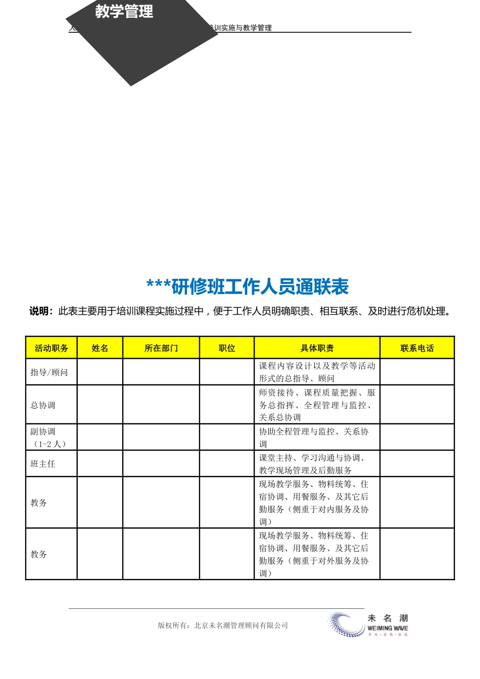 培训课程执行工作通联表_第3页