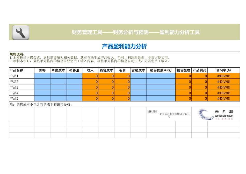 产品盈利能力分析模板_第1页