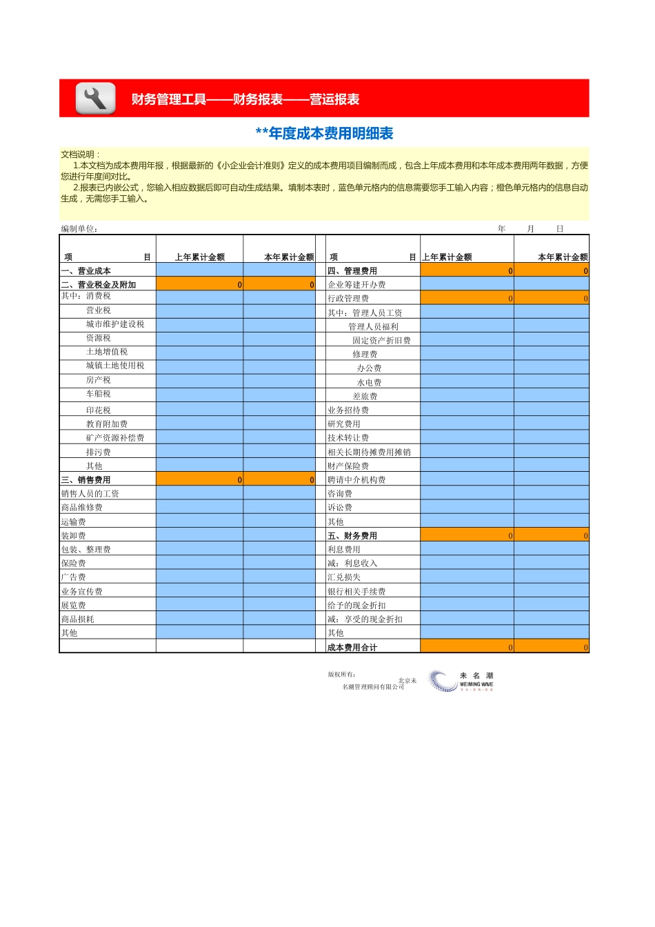 成本费用明细表-年报_第1页