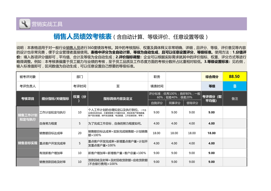 05-5-一般销售人员绩效考核表（含自动计算、等级评价、任意1_第1页