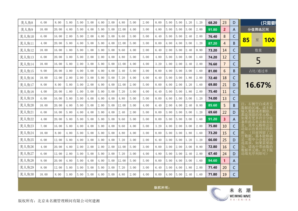 试用期员工考核等级评价及筛选工具（全自动，灵活筛选_第2页