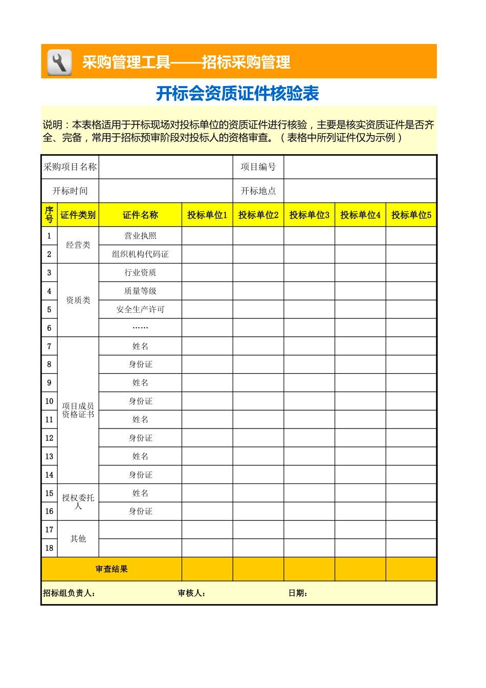 开标会资质证件核验表_第1页