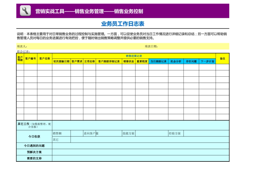 业务员工作日志表_第1页