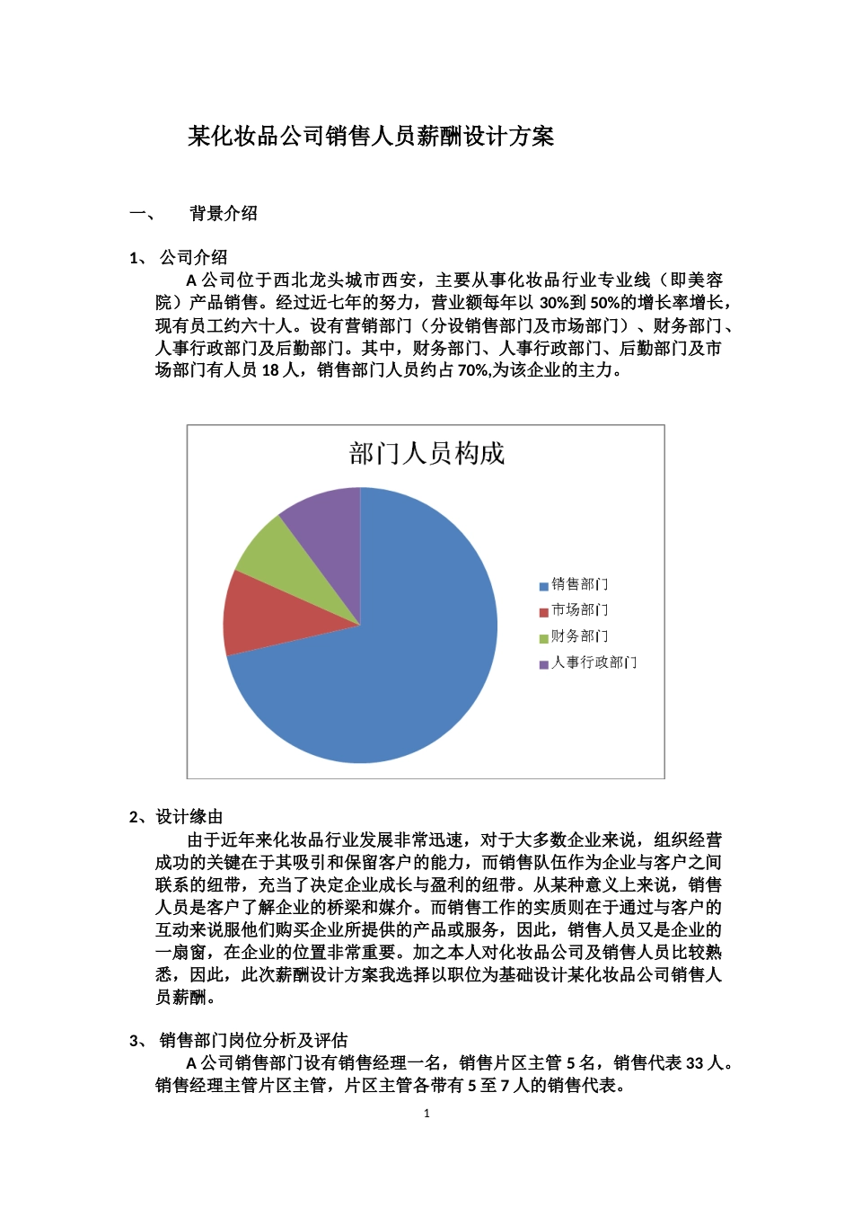 化妆品公司销售人员薪酬设计方案_第1页