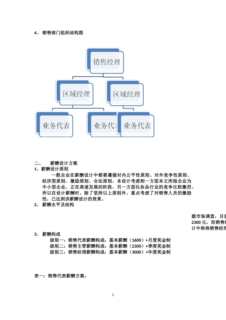 化妆品公司销售人员薪酬设计方案_第2页