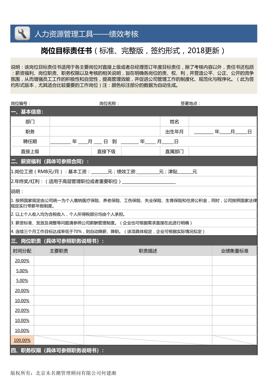 【绩效考核工具】岗位目标责任书（标准、完整版，签约形式）_第1页