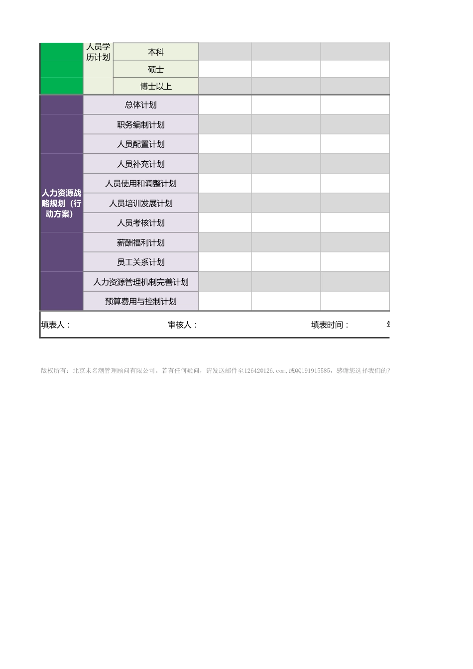 【人力资源管理工具】人力资源战略规划表（五年）_第2页