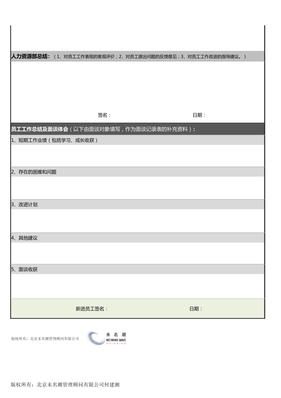 【人力资源管理工具】员工转正面谈记录表_第2页