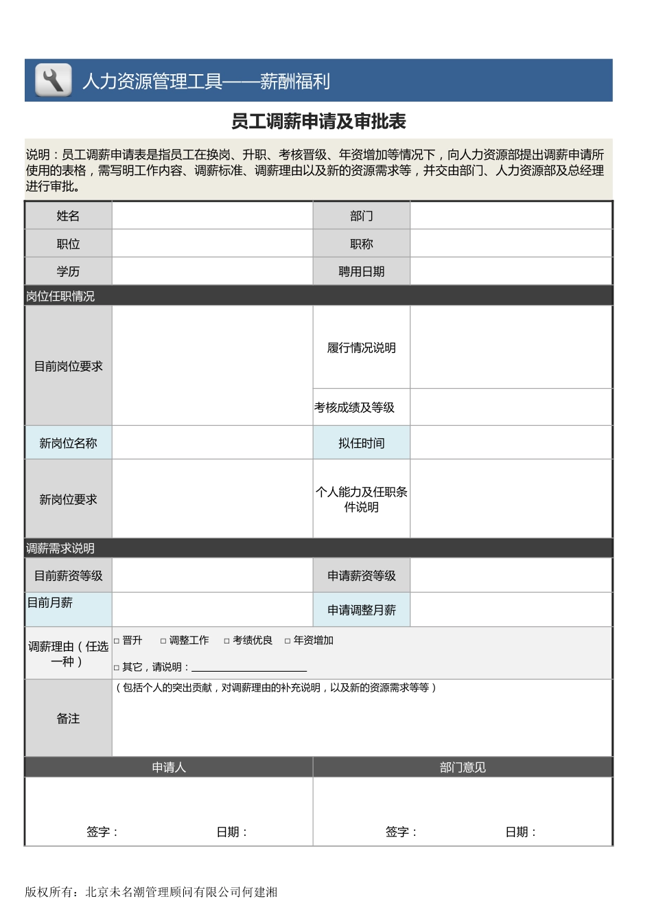 【薪酬福利管理工具】员工调薪申请及审批表_第1页