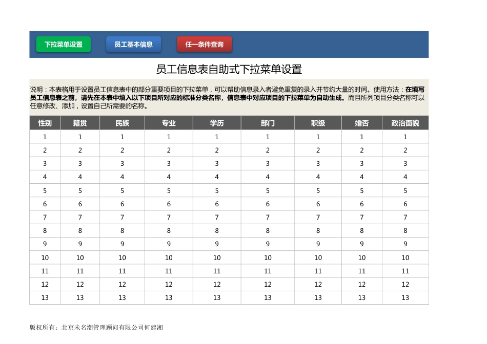 【员工信息管理】任一条件员工信息查询工具（可查询9个项目的任一明细）_第1页