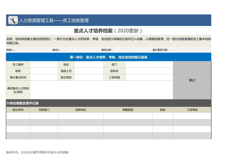 【员工信息管理】重点人才培养档案_第1页