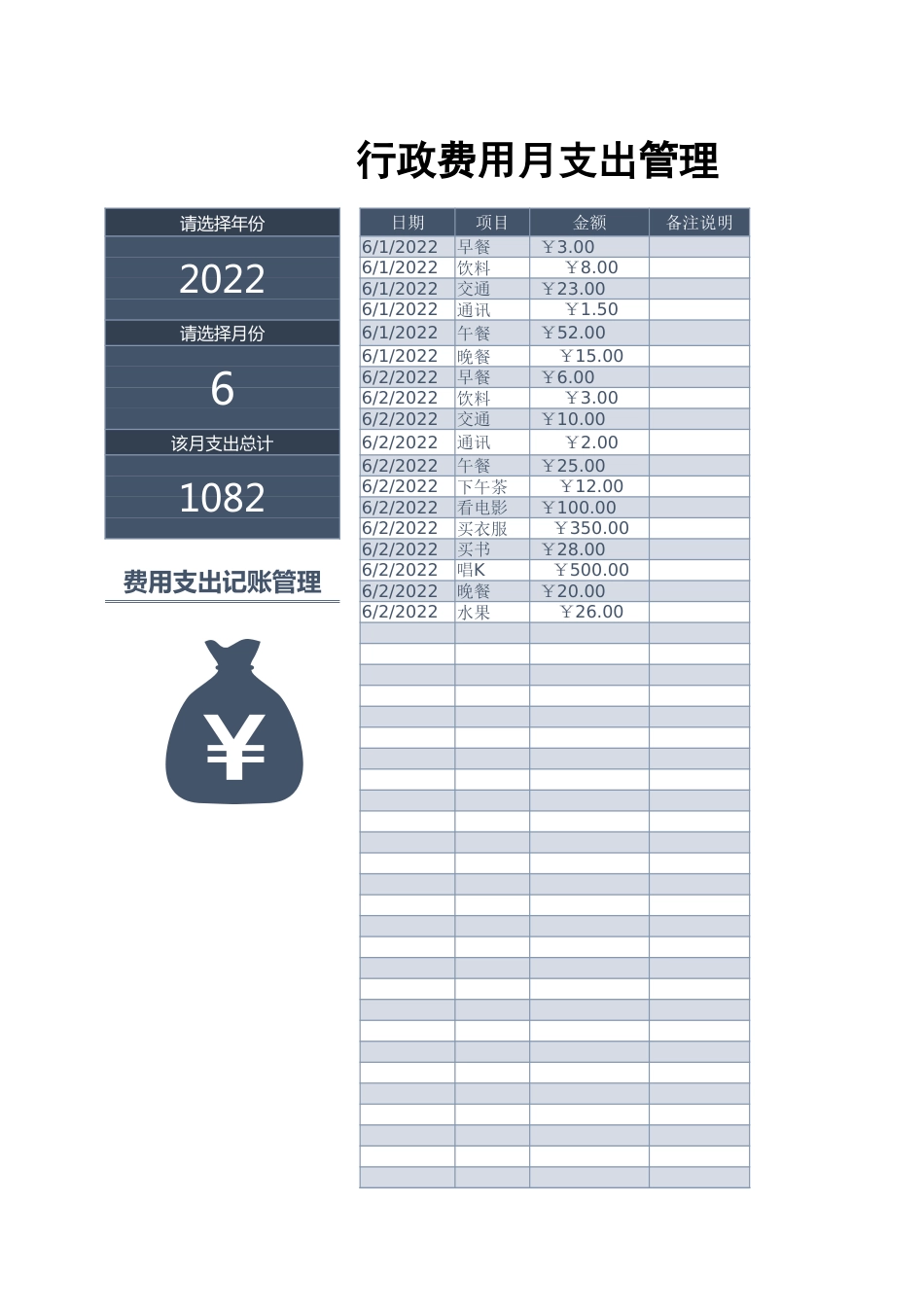 02-【行政费用预算】行政月度费用支出记账管理_第1页