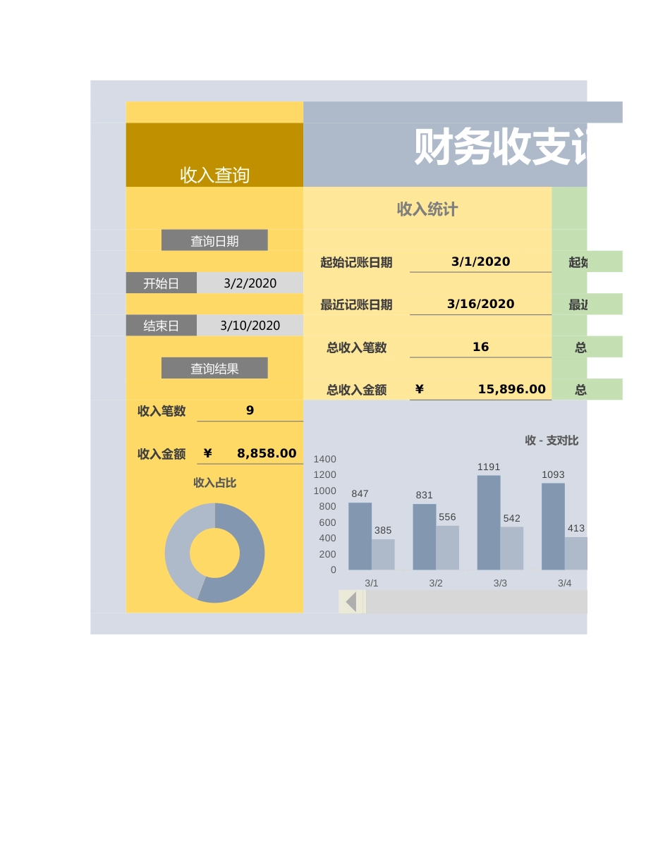 176 财务收支记账表（自动统计）_第1页