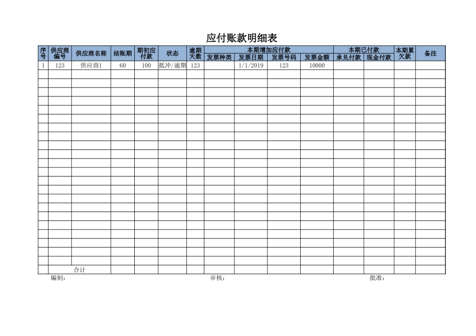 19-应付账款明细表_第1页