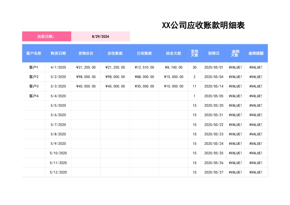 10-应收账款明细表_第1页