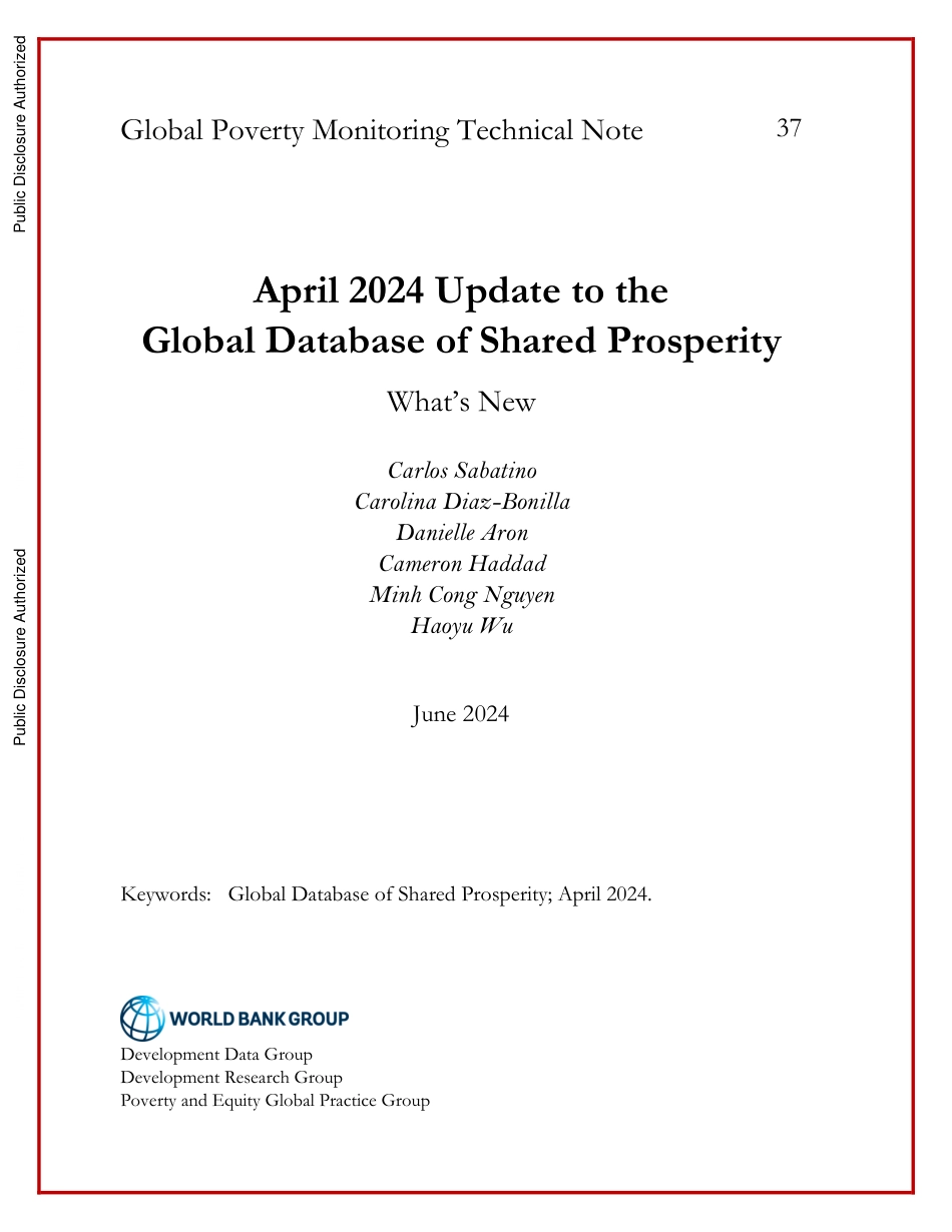 世界银行-2024年4月全球共享繁荣数据库更新：最新动态（英）-2024-18页_第1页