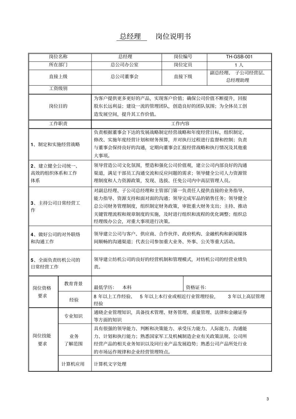 机械公司所有岗位职责说明书_第3页