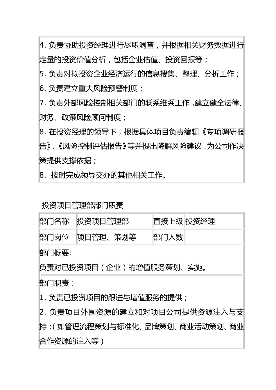 私募股权投资基金管理公司部门划分与职责_第4页