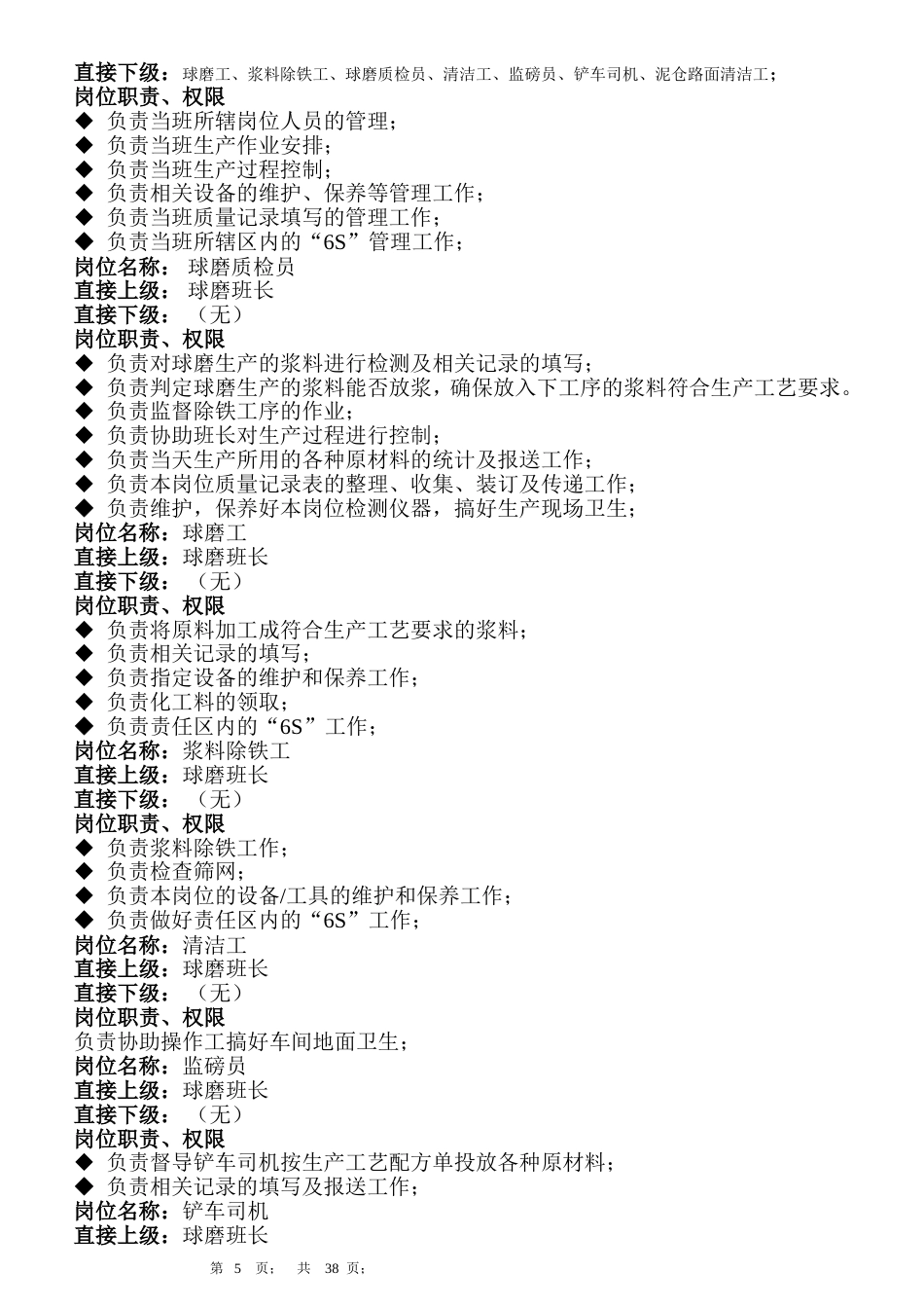 陶瓷行业公司部门职能、岗位职责、权限_第5页