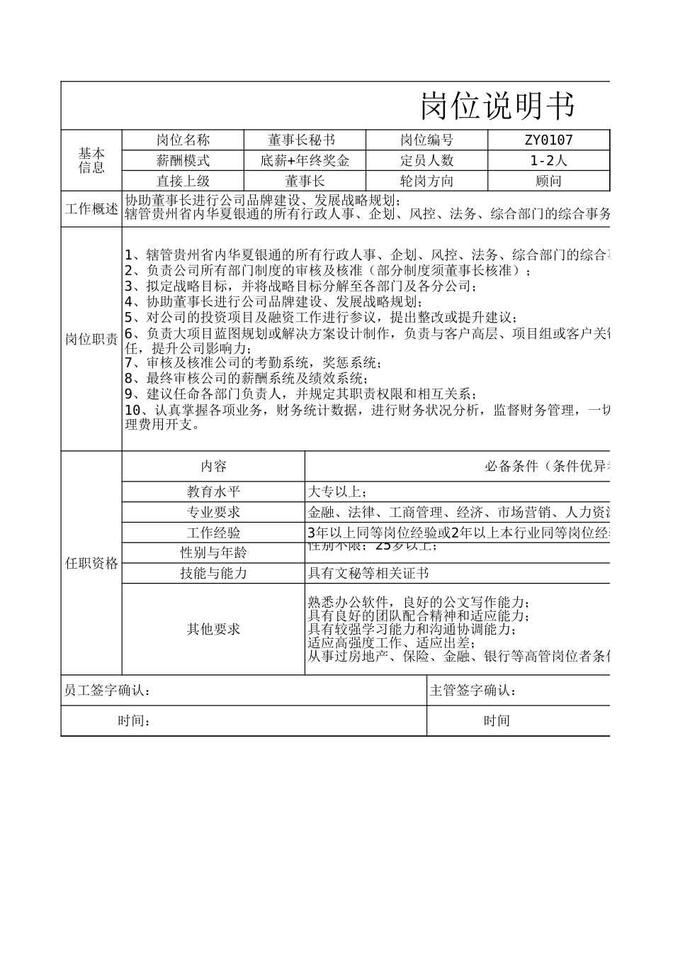 投资理财公司岗位说明书_第5页