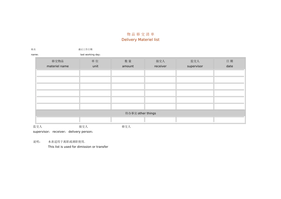 物品移交清单_第1页