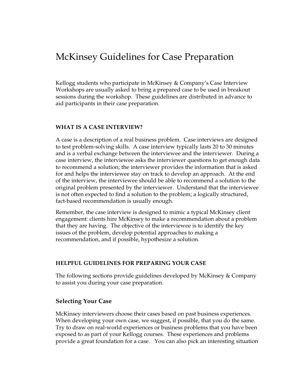 咨询入门系列（4）：麦肯锡面试指南 McKinsey Guidelines for Case Preparation_第1页