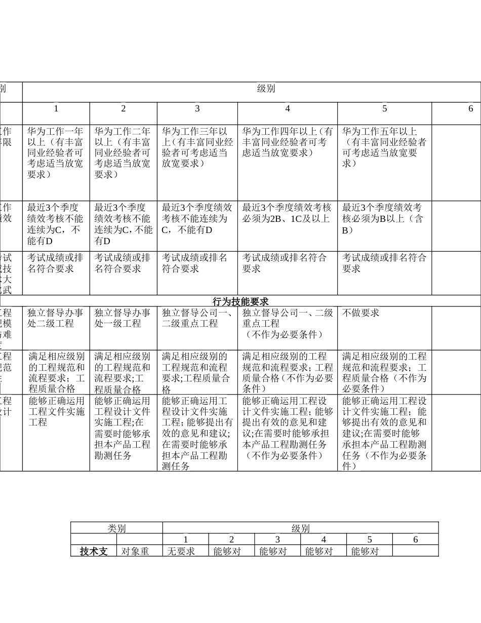 技术支援任职资格等级标准比较_第2页