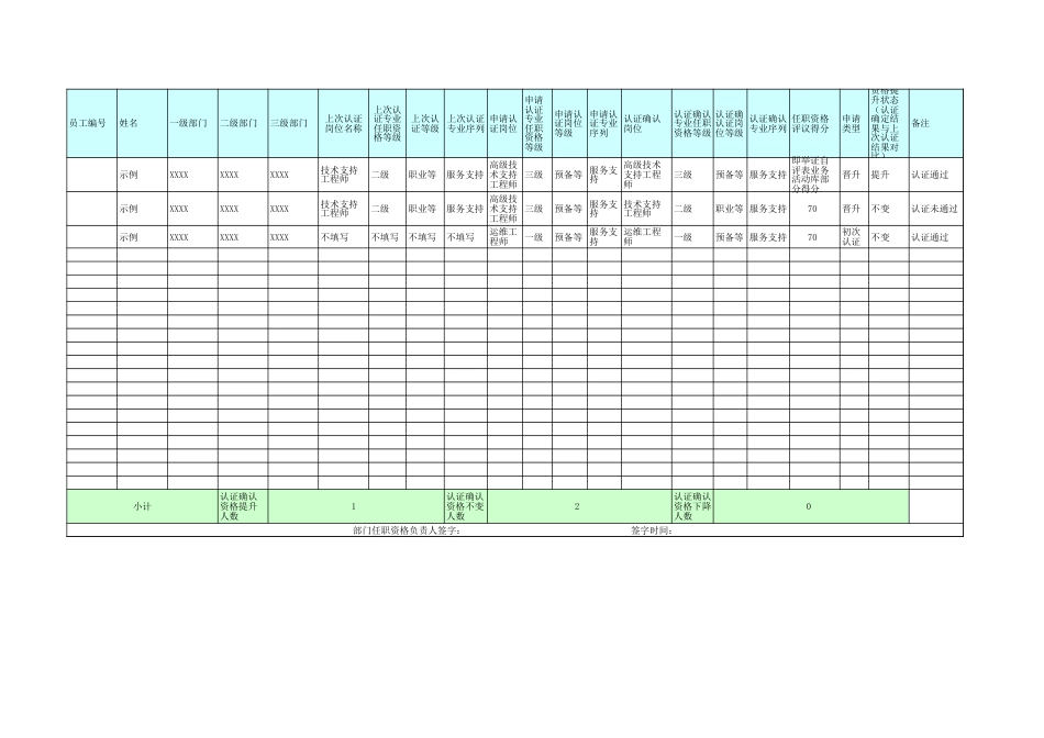 主管使用模板3：技术体系任职资格认证信息汇总表_第1页