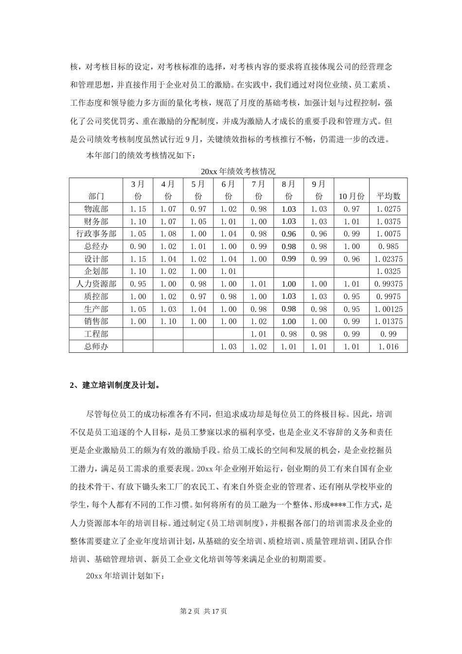 工厂制造业人力资源部年度工作总结及规划_第3页