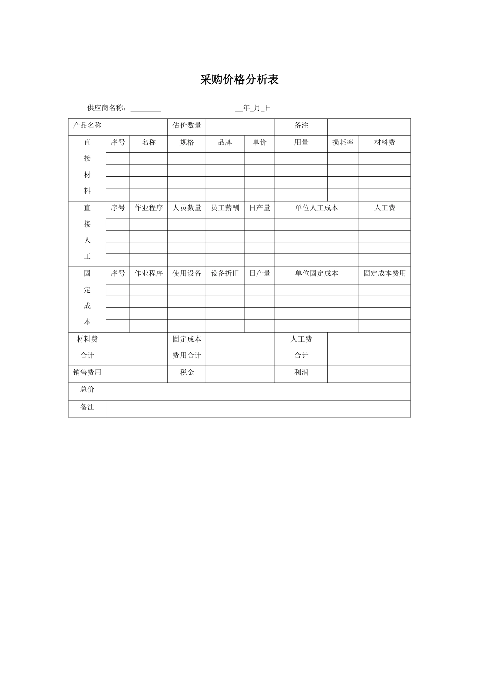 08-采购价格分析表_第1页