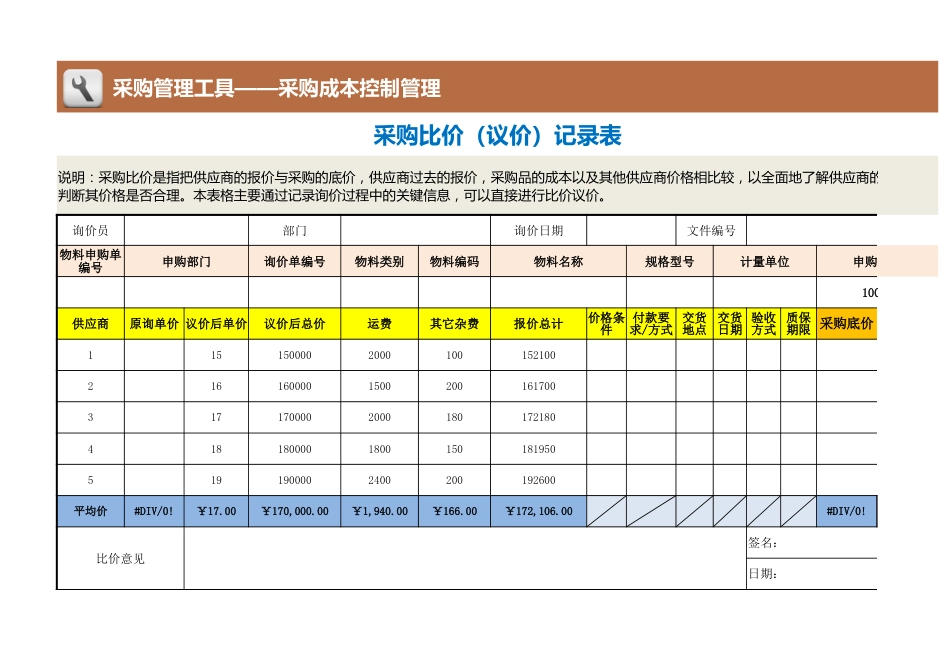 146 采购比价（议价）记录表_第1页