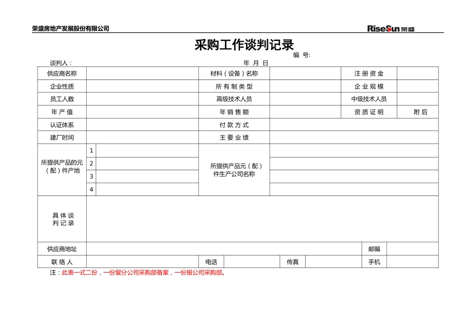 201 采购工作谈判记录-2页_第1页