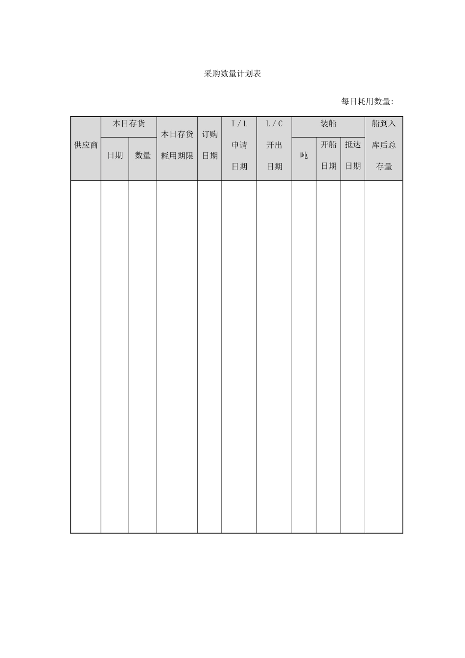 244 采购数量计划表-1页_第1页