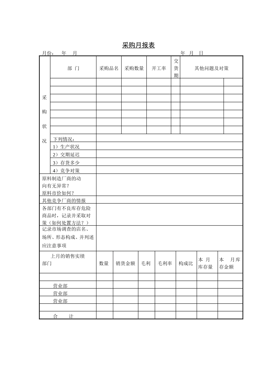 263 采购月报表-1页_第1页