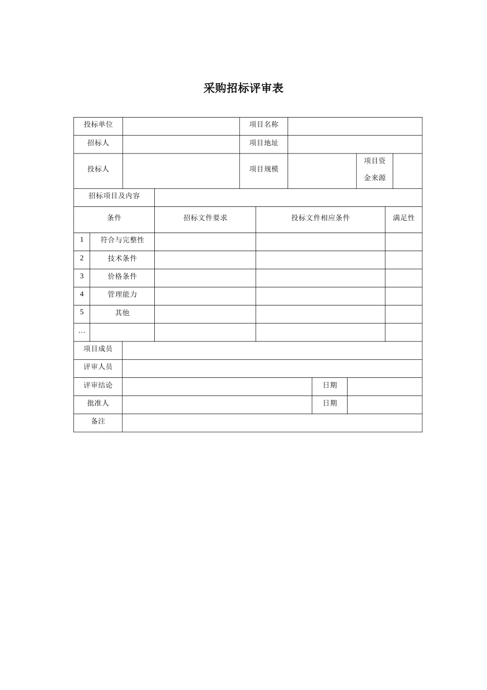 266 采购招标评审表-1页_第1页