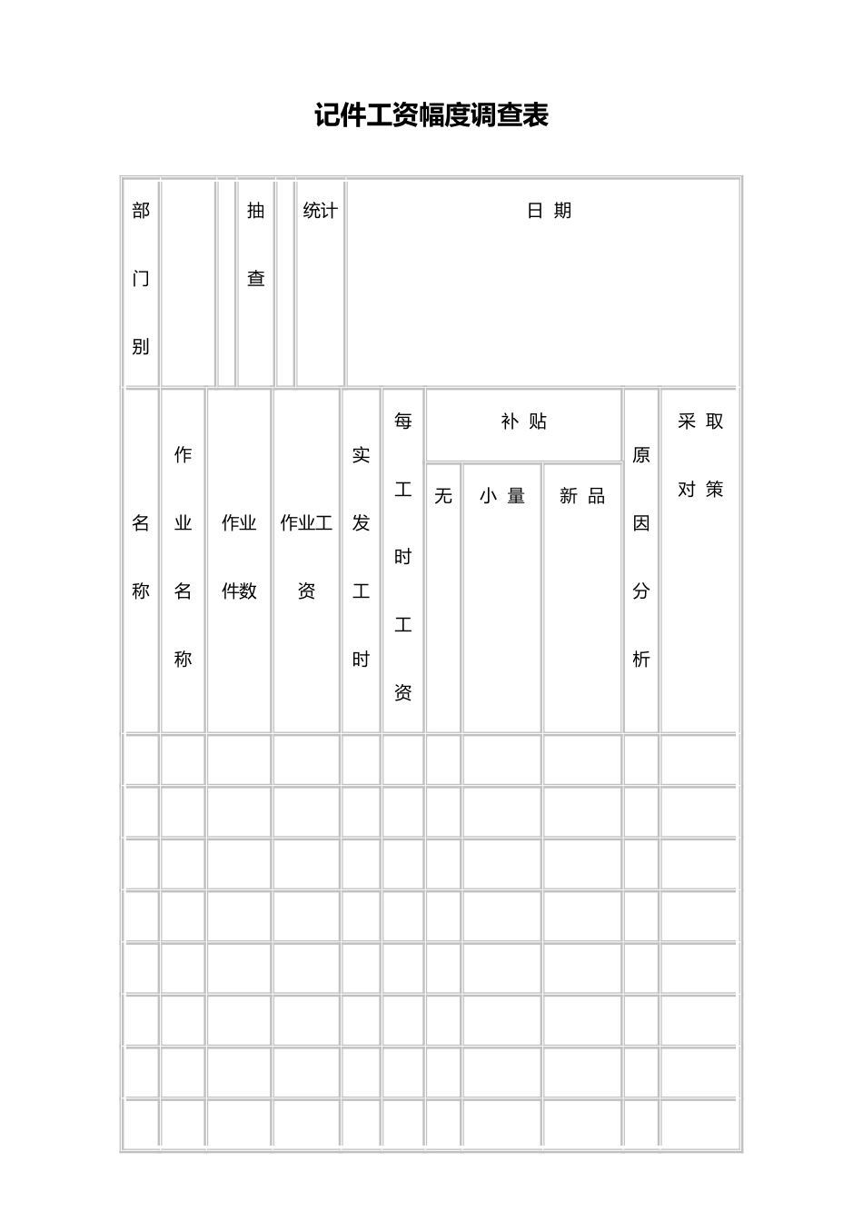 22-【通用】记件工资幅度调查表_第1页