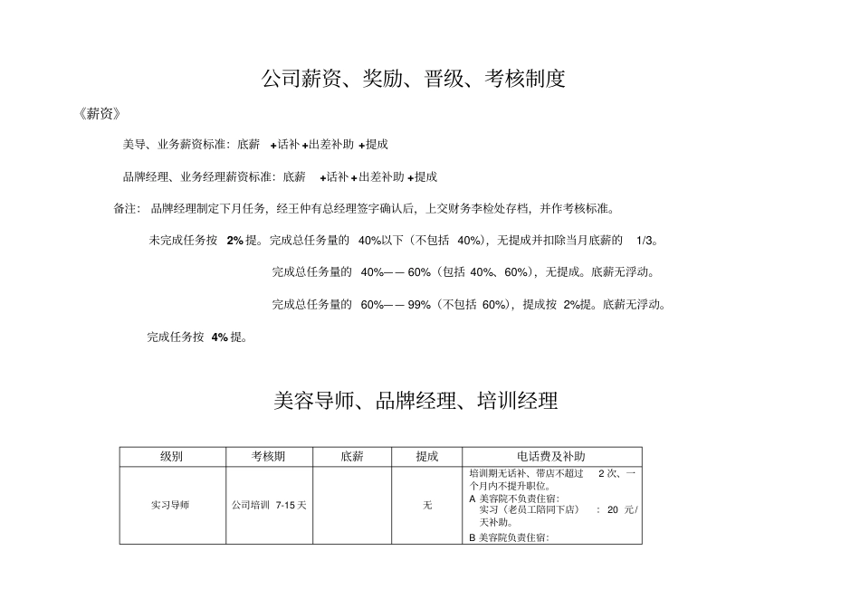 美容美发公司薪资、奖励、晋级_第1页