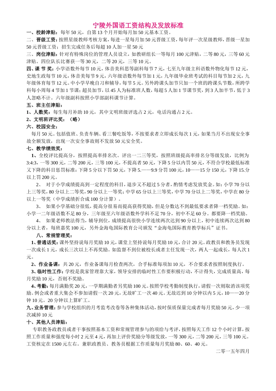 民办学校工资结构及标准_第1页