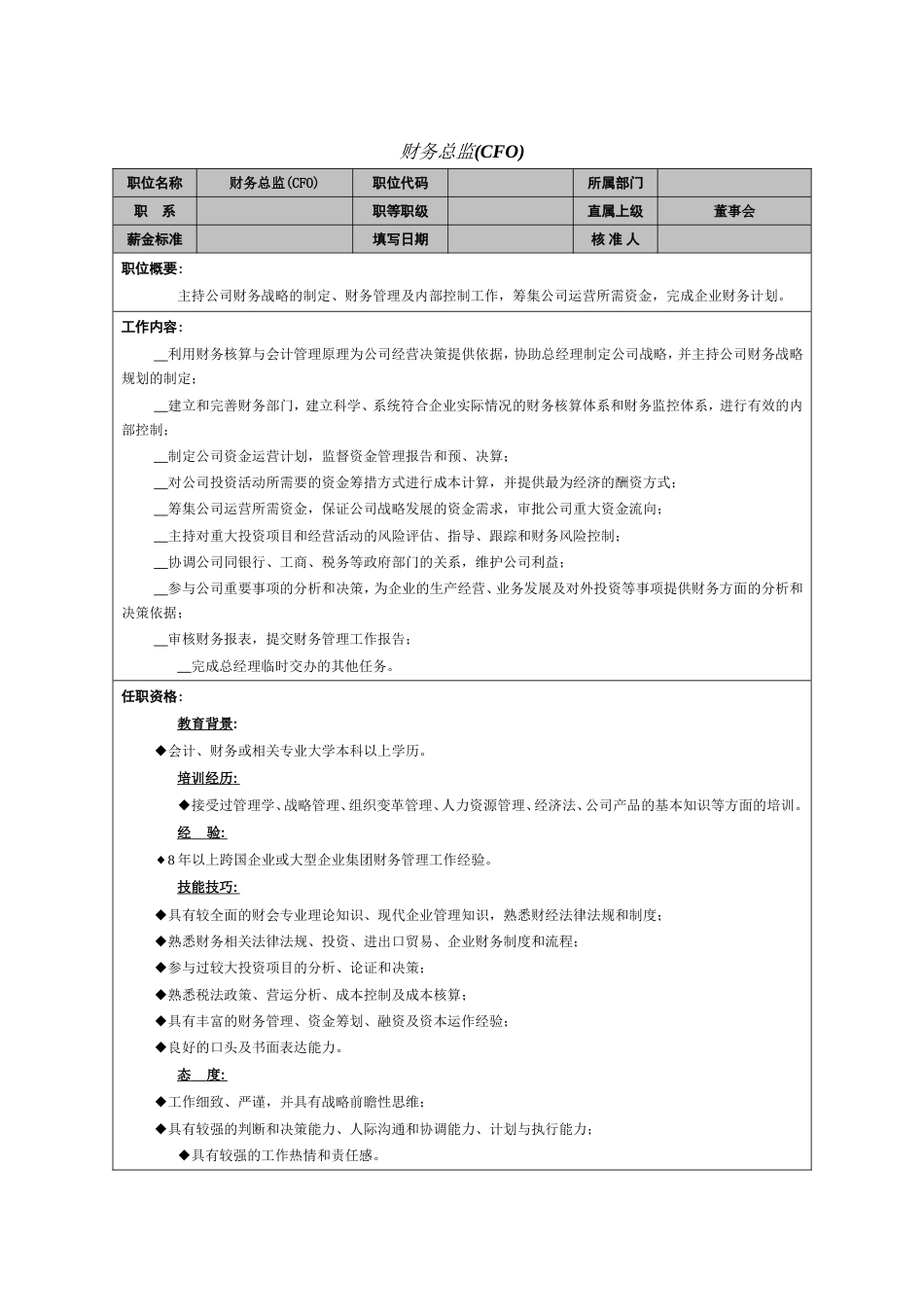 财务总监职能说明书_第1页