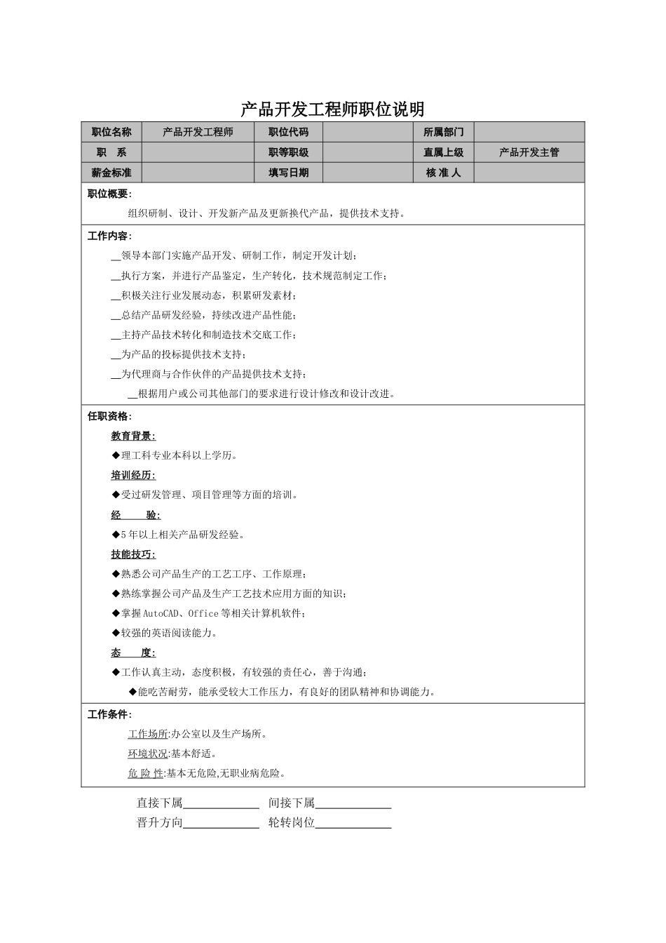 产品开发工程师岗位说明_第1页