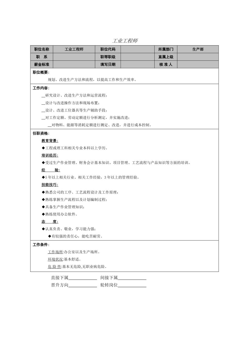 工业工程师岗位职能_第1页