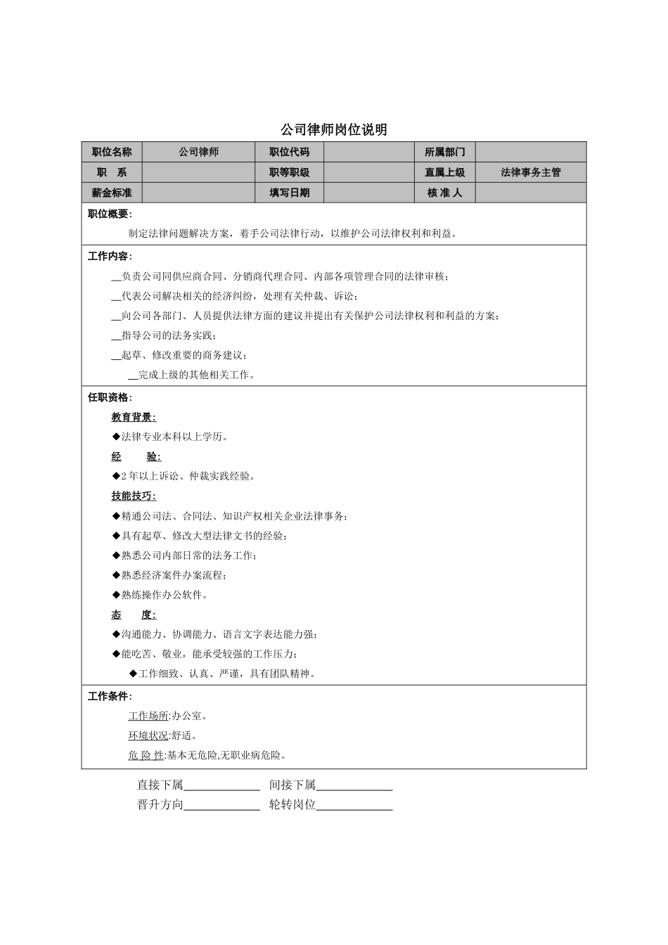 公司律师岗位说明_第1页