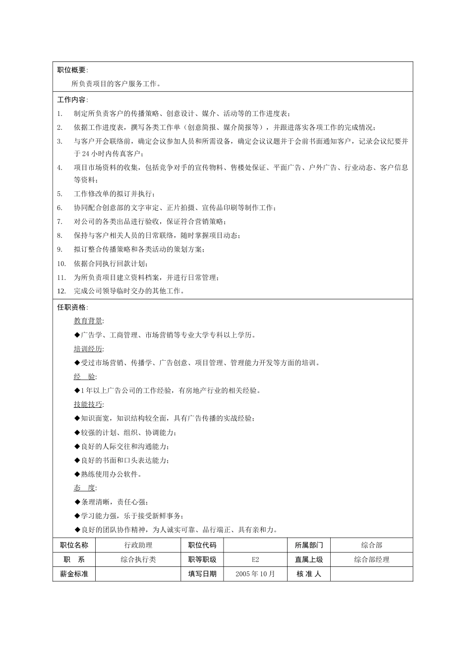 广告公司各职员职务说明书(doc-12页)全面优秀版_第4页