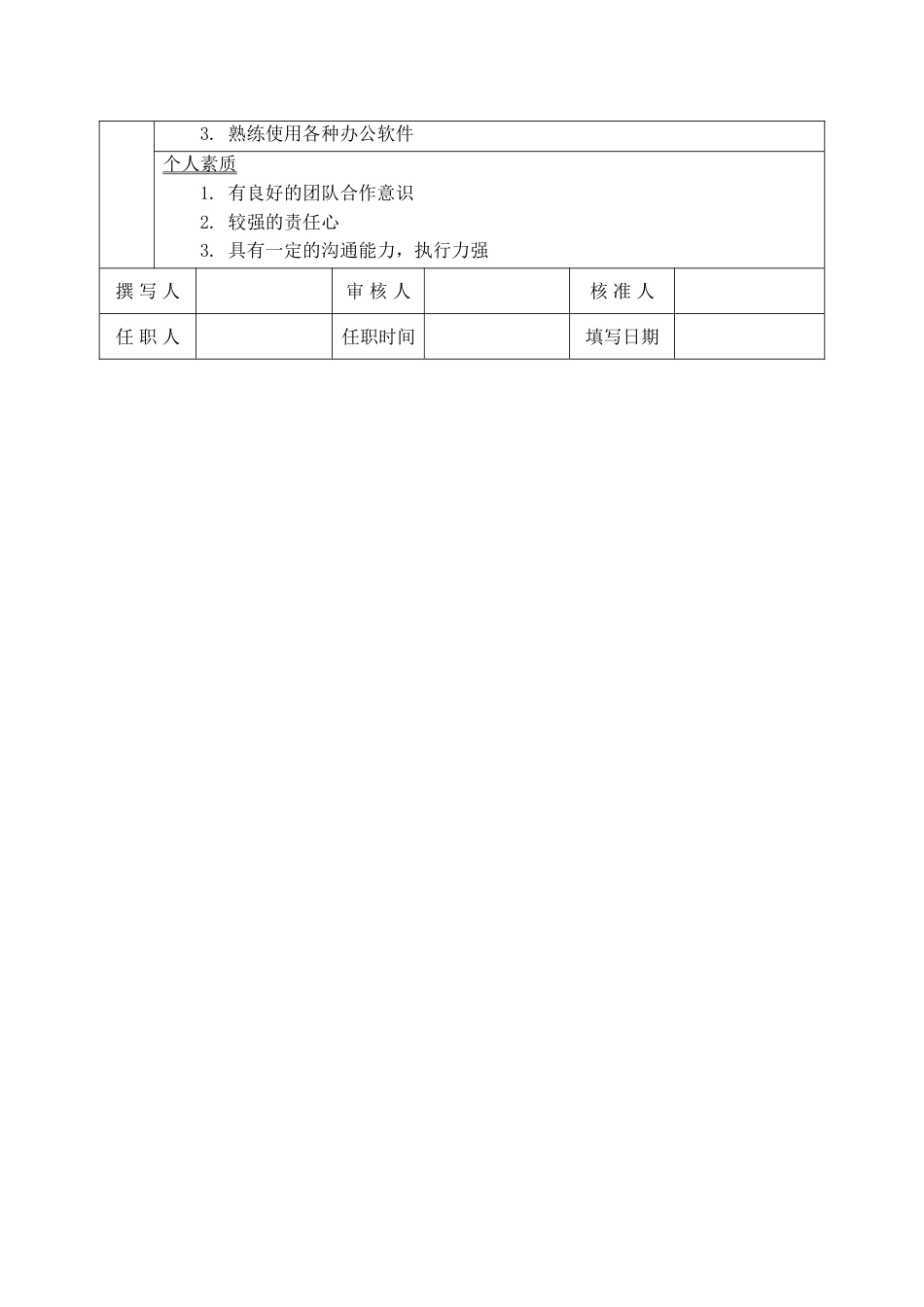 后勤组长岗位说明书_第2页