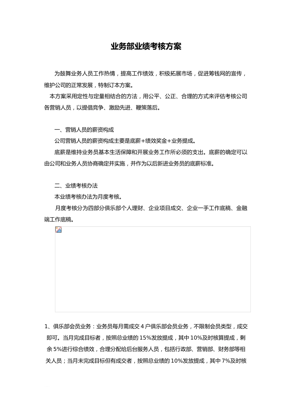 (金融服务行业)业务部绩效考核方案_第1页