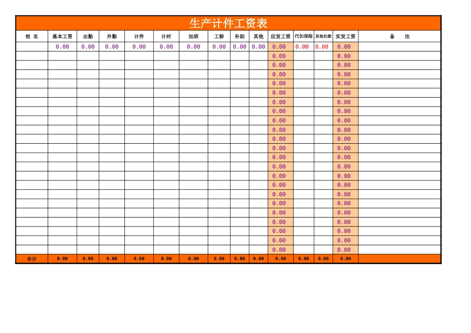 06-【通用】生产、计件工资表(带公式)_第1页