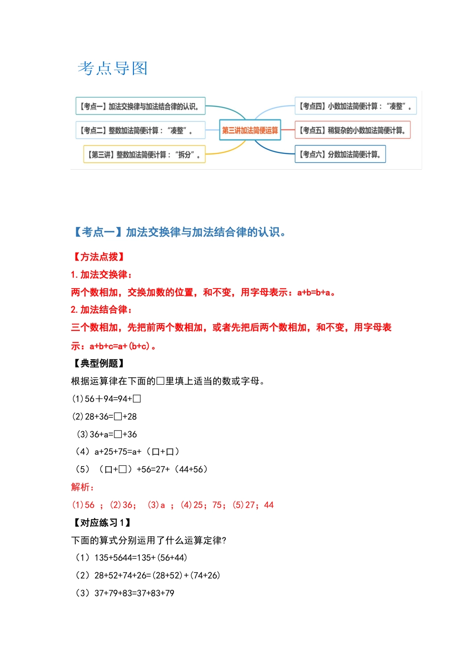 2021-2022学年六年级数学下册典型例题系列之第六单元第三讲加法简便计算（解析版）人教版_第2页