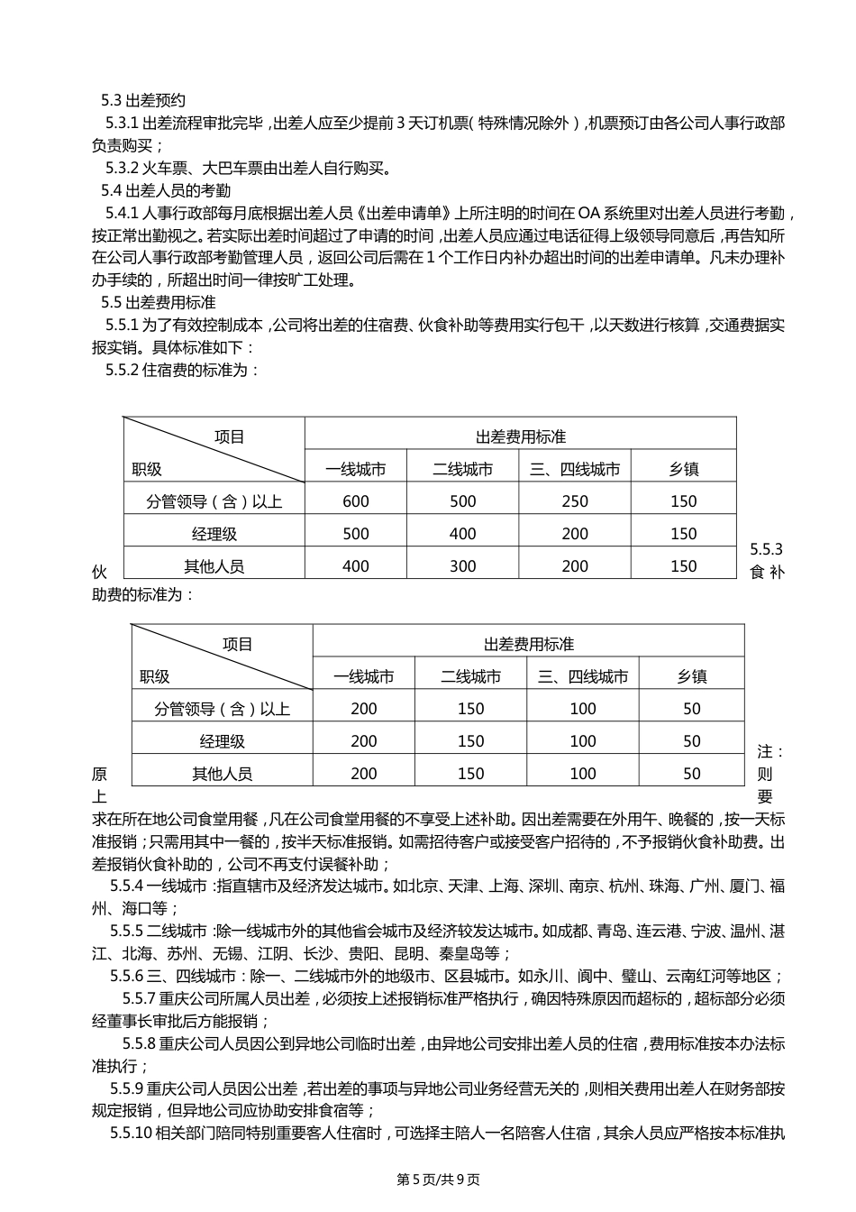 员工出差及报销管理制度_第5页